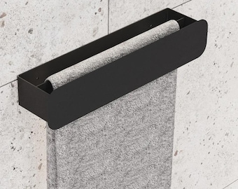 Suporte de toalha minimalista – Montagem na parede, aço premium, preto/branco, organizador de banheiro moderno