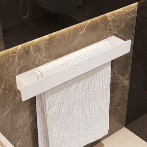 Wall-Mounted Towel Holder | Stainless Steel Towel Rack | Black or White Minimalist Towel Bar | Modern Bathroom Towel Hanger | Towel Rail