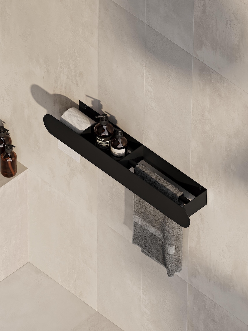 toilet paper holder
towel holder
toilet paper storage
toilet paper shelf
toilet paper hanger
paper towel holder
bathroom storage
bathroom cabinet
bathroom organizer
wall mounted shelf
powder coated steel
towel bar shelf
small bathroom shelf