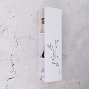 Wall-Mounted Metal Shelf with Elegant Botanical Cutout | 3-Tier Floating Storage | Waterproof Black or White Steel | Bathroom & Shower Shelf