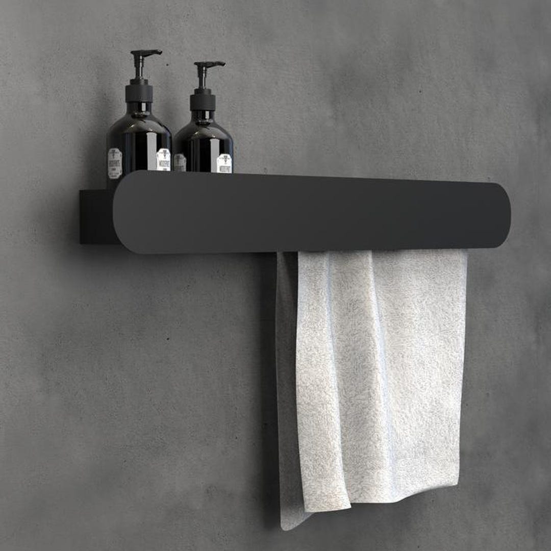 Wall-mounted Bathroom Shelf With Towel Holder | Stainless Steel ...