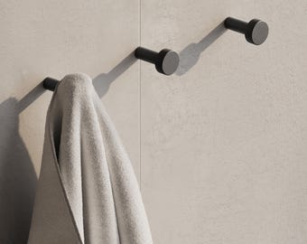 Minimalist Steel Wall Hook | Modern Bathroom Hanger | Powder-Coated Metal Hook for Towels, Robes & Accessories | Durable Rustproof Finish