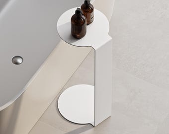 Minimalist Metal Side Table – Powder-Coated Steel with Sleek Geometric Design, Perfect for Modern Interiors and Compact Living Spaces