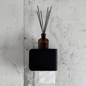 Porta carta igienica in acciaio inox con ripiano / Portaoggetti da bagno a parete / Montaggio nascosto / Design moderno / Antiruggine