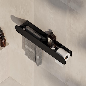 toilet paper holder
towel holder
toilet paper storage
toilet paper shelf
toilet paper hanger
paper towel holder
bathroom storage
bathroom cabinet
bathroom organizer
wall mounted shelf
powder coated steel
towel bar shelf
small bathroom shelf