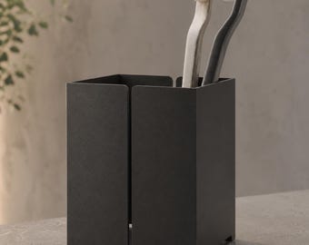 Minimalist Steel Toothbrush Holder – Compact Wall-Mounted Bathroom Organizer for Toothpaste, Cups & Modern Vanity Décor