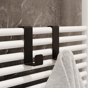 Black Stainless Steel Hook for Heated Towel Rail | Modern Bathroom & Kitchen Hanger | Bathroom Accessories | Stainless Steel Towel Holder