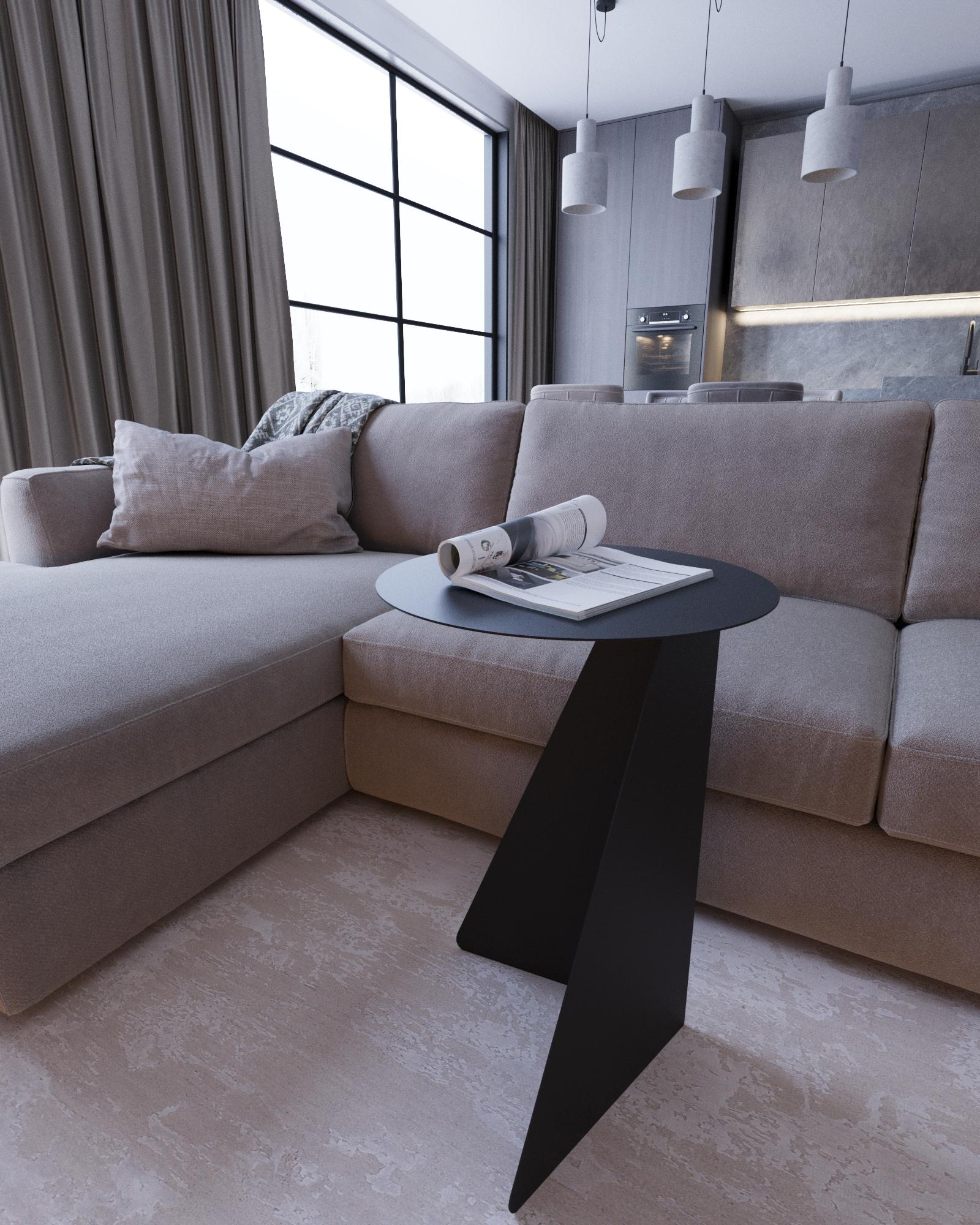 Minimalist Metal Side Table With Round Top | Modern Coffee Table, Steel ...