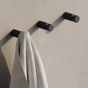 Modern Steel Towel Hook | Minimalist Bathroom Hanger | Powder-Coated Wall Hook for Towels, Robes & Accessories | Matte Black or White Design