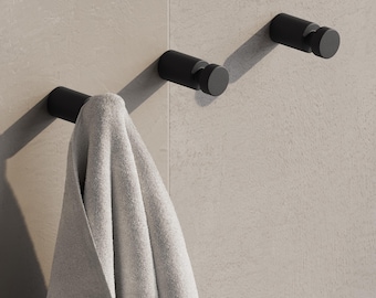 Modern Steel Towel Hook | Minimalist Bathroom Hanger | Powder-Coated Wall Hook for Towels, Robes & Accessories | Matte Black or White Design