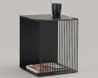 Mesa de centro minimalista de acero negro / Diseño arquitectónico moderno / Muebles de metal con recubrimiento en polvo para sala de estar, oficina o loft
