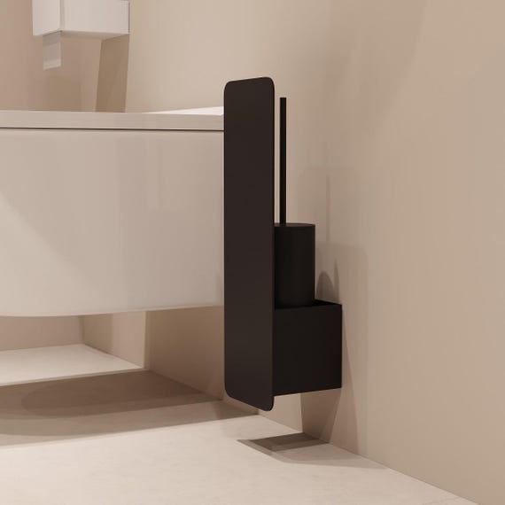 Wall-Mounted Toilet Brush Holder – Steel Minimalist Bathroom Organizer with Shelf for Modern, Hygienic & Space-Saving Design
