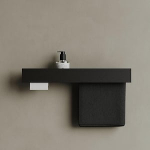 Mensola da bagno in acciaio inox da parete con portasciugamani e porta carta igienica / antiruggine / salvaspazio / montaggio nascosto