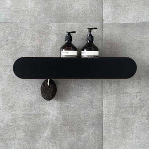 Wall-Mounted Stainless Steel Shelf with Hooks: Modern Bathroom Kitchen Storage