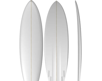 May include: A white surfboard with a central stringer, shown from the top, bottom, and side profiles. The dimensions are 6' 4.00" x 20 1/2" x 2 11/16" with a volume of 40.7 L. The bottom view displays four fin boxes and a swallow tail design.