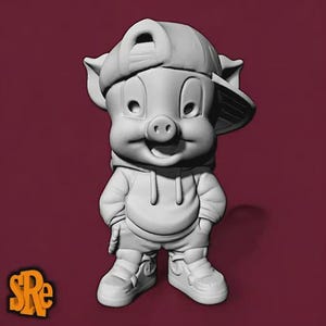 Figura de pintura casera de Porky el cerdo que corrió