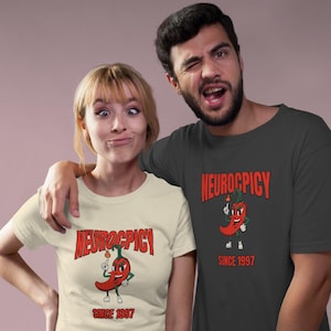 Neurospicy Since Tee, Funny Custom ADHD Autism AuDHD Shirt, Retro Chili Pepper Mental Health Tee, Personalized Neurodivergent Gift
