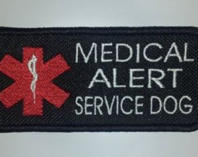 Medical Alert Service Dog Black Jumbo Star/staff Embroidered Etsy