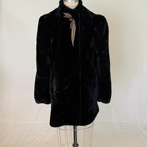 1980s Faux Fur Women’s Coat, leather accent, Black fake fur, Vintage Coat, LOOKS GREAT ON Small to Medium, by Borgazia