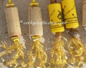 Wine Cork Bottle gift tag, set of two yellow or gold