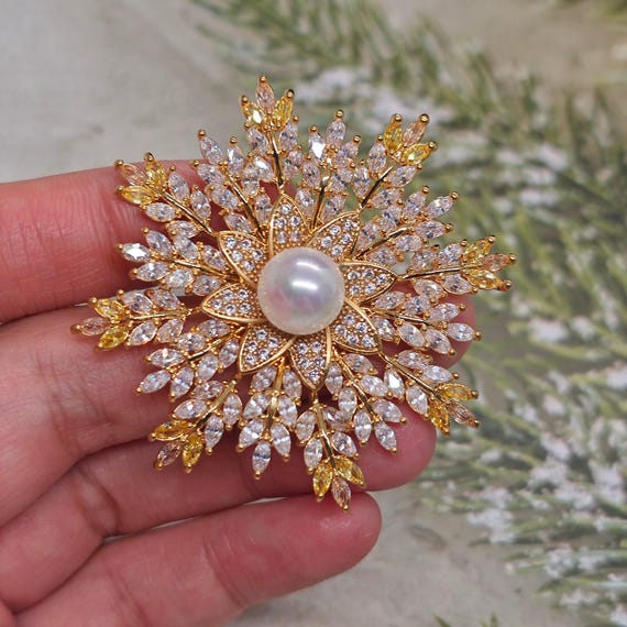 Broche En Or 18k Avec Perle - Neuf Sans Emballage, Jamais Portée