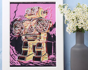 Impresión artística de robot de Andy Warhol / Póster o lienzo de arte pop retro
