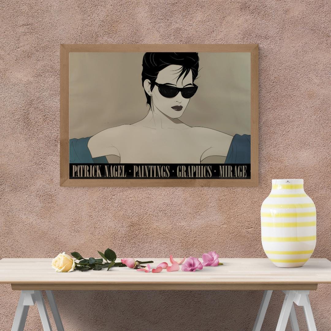 額装済/ゴールドサングラス（パトリック ナーゲル）/アートポスター Patrick nagel poster - Etsy 日本