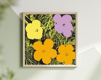 Andy Warhol Flower Quad Canvastavla, Pop Art-poster eller Canvas
