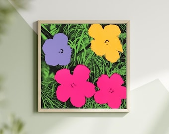 Andy Warhol Flower Quad Canvastavla, Pop Art-poster eller Canvas