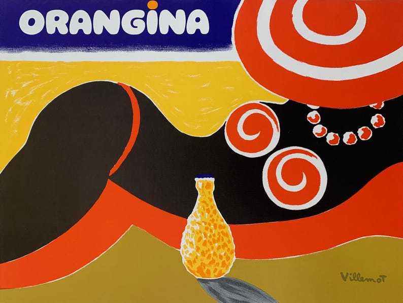 Bernard Villemot Orangina Poster Print or Canvas, Vintage Advertising ...