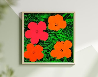 Andy Warhol Flower Quad Canvastavla, Pop Art-poster eller Canvas