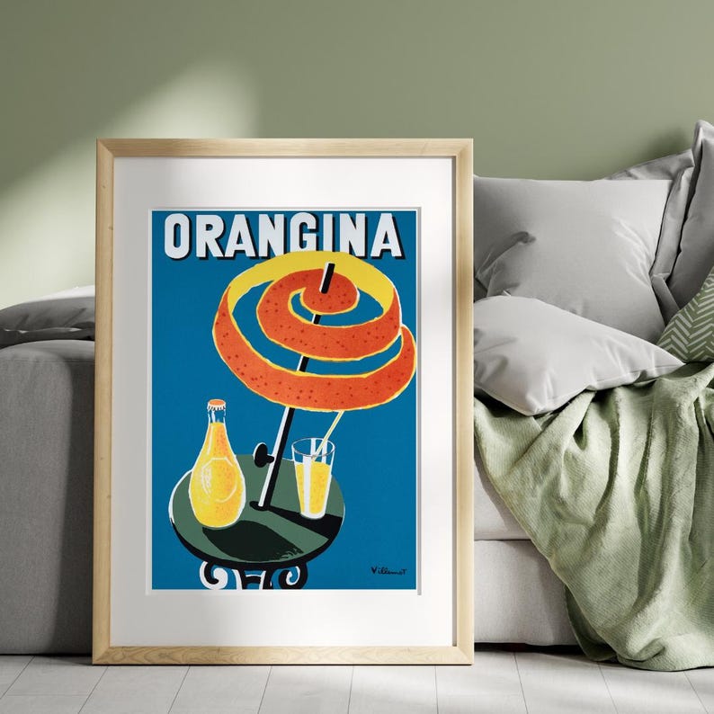 Orangina, Bernard Villemot Poster Print or Canvas, Vintage Food ...