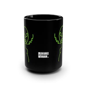 Taza de café con actitud alienígena, Taza de café alienígena, Regalo sarcástico para amantes del café alienígena, Taza de té alienígena divertida, Taza de 444 ml con el dedo medio alienígena imagen 2