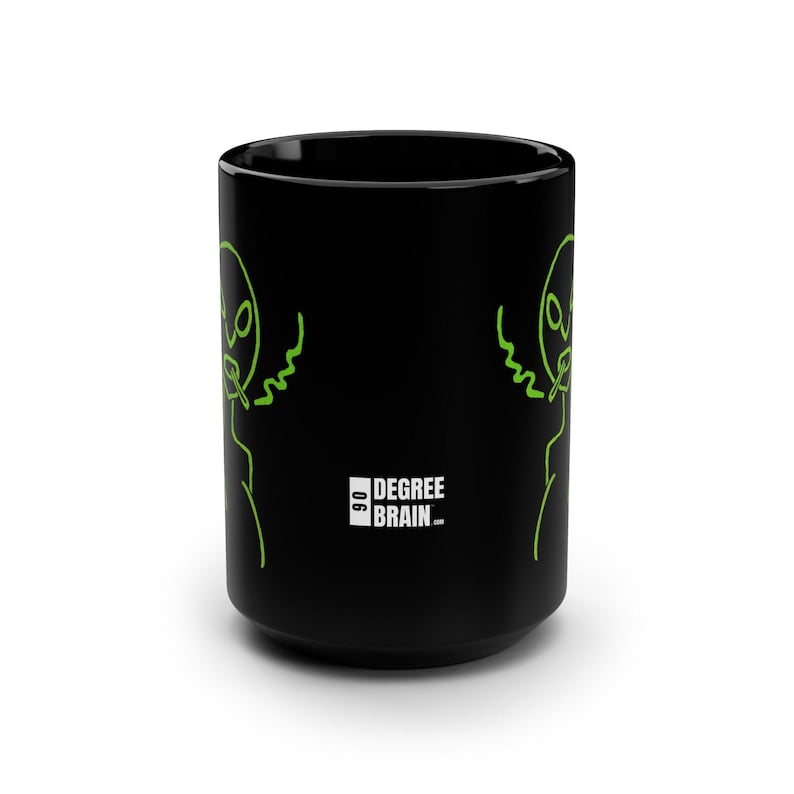 Taza de café con actitud alienígena, Taza de café alienígena, Regalo sarcástico para amantes del café alienígena, Taza de té alienígena divertida, Taza de 444 ml con el dedo medio alienígena imagen 2