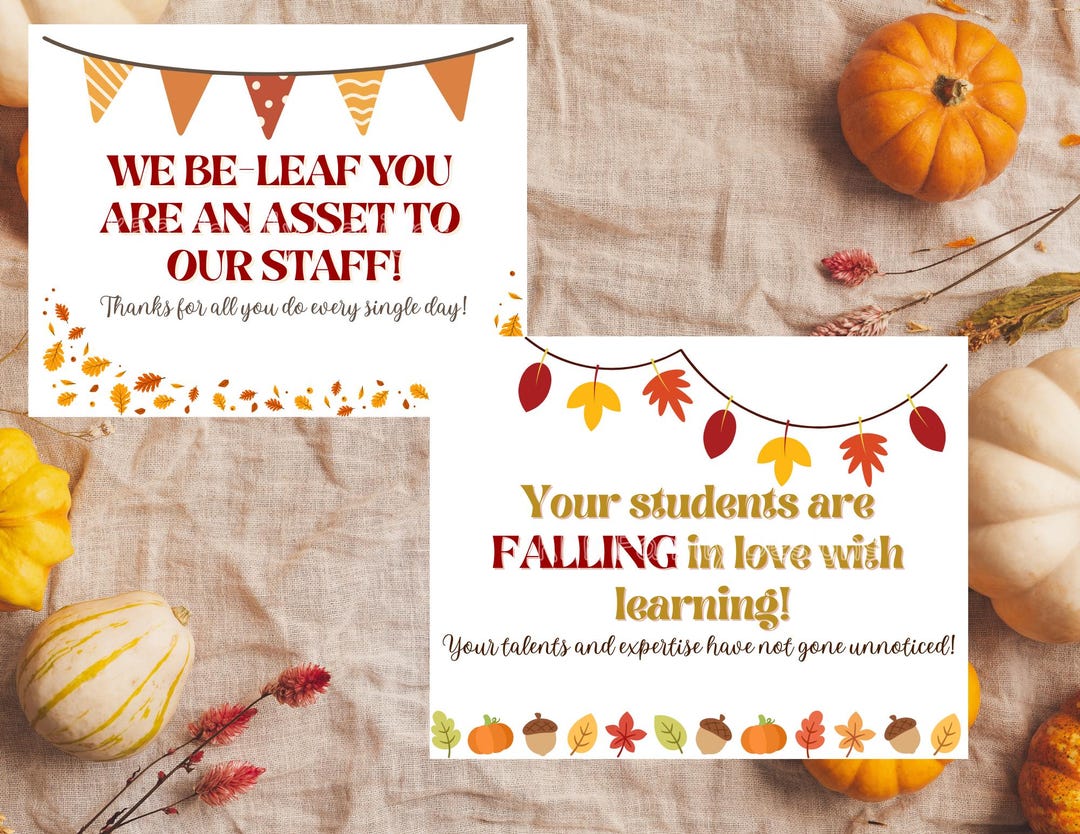 Fall Staff Rafffle Fall Staff Appreciation Cards | Printable Teacher Thank You Tags ...