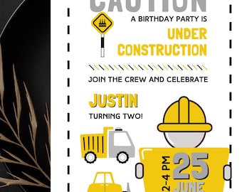 Editable Construction Birthday Invitation: Tractor Party (DIY Printable Template)