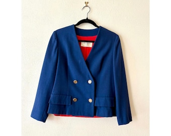 Vintage 60s Sportempos Double Breasted Blazer Jacket Blue S Retro