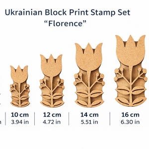 Ukrainian Block Print Stamp Set “Florence 2” | 5 Floral Stamps for Fabric Printing | Ukrainian Handmade Wooden Textile Printing Blocks image 8