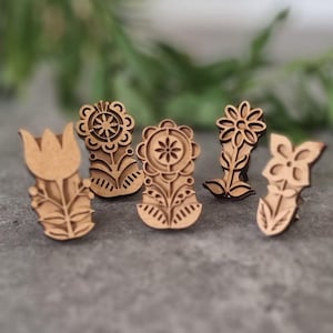 Ukrainisches Blockdruck-Stempelset „Florenz“ | 5 florale Holzstempel für den Textildruck | Traditionelles ethnisches Muster | Handgefertigt in der Ukraine