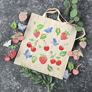 Kit de bolso de mano DIY con 12 sellos folclóricos, pinturas y esponjas - Kit de impresión en bloque ucraniana "Cóctel de bayas" | Kit de impresión tradicional étnica en tela