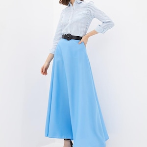 Blue Linen Maxi Skirt Women | Handmade A-Line High Waist Skirt | Custom Summer Skirt | Sky Blue Bridesmaid Gift | Soft Flowy Skirt