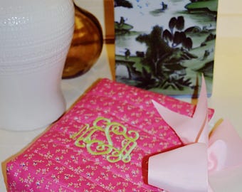 Pink Vintage Floral Bible Cover with Bow: Quilted Book Sleeve