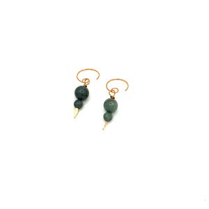 Burmese Jade Dangle Earrings: Brass Circle Hoops