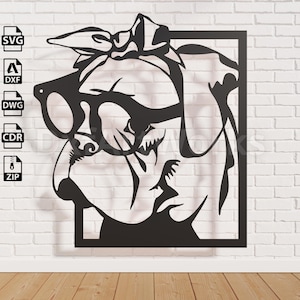 Dog Wall art Decor vector drawing file for laser cutting , plasma cutting dxf, dwg, cdr, svg Metalic & Wood CNC machine!