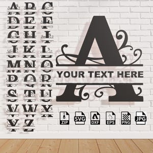 Split Buchstaben A-Z SVG, Monogramm, Hochzeit, Alphabet, Buchstabe, Bündel, Schriftart, Cricut, DXF, Schneidedatei, Silhouette, Name, DIY, Sofortiger Download