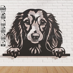 LONG HAIRED DACHSHUND dog svg file for Cricut,dog clipart,cut file,vector art portrait,vinyl shirt design,dxf file for laser cnc.