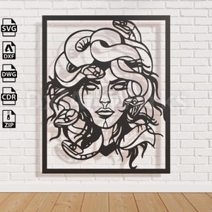 Medusa Wall art Decor vector file for laser cutting , plasma cutting ( dwg , dxf , svg , cdr) Metalic & Wood CNC machine!