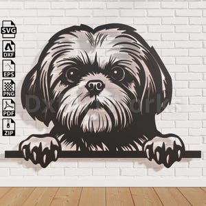 File svg SHIH TZU per Cricut, clipart di cane, file di taglio, ritratto vettoriale, disegno di maglietta in vinile, file dxf per laser.