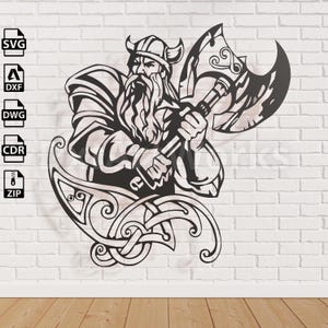 Viking wall decor vector drawing file for laser and plasma cutting dxf, dwg,cdr,svg on a CNC machine for metal and wood.