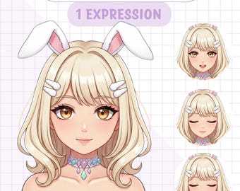 Bunny Anime Girl PNGTuber Model | Reactive VTuber Avatar (Digital Download)